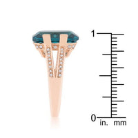 Thumbnail for Rema 8.6ct Aqua CZ Rose Gold Emerald Classic Cocktail Ring Rings JGI   