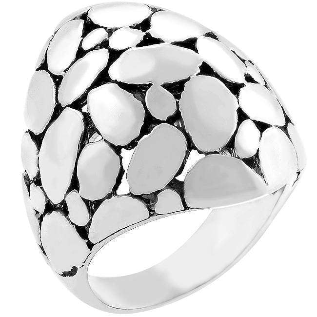 Rhodium Plated Cobblestone Ring Rings JGI   