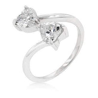 Thumbnail for Rhodium Plated Finish Dual Hearts Anniversary Ring Rings JGI   