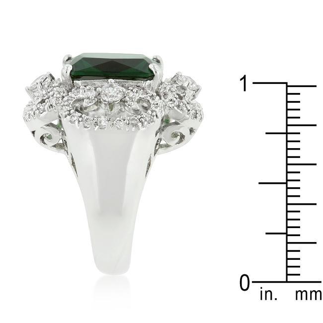 Rhodium Plated Green Cocktail Ring Rings JGI   