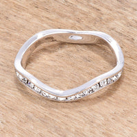 Thumbnail for Rhodium Plated Petite Wavy Channel Set Crystal Stackable Ring Rings JGI   