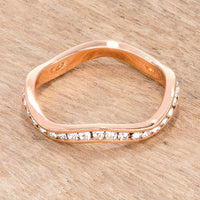 Thumbnail for Rose Gold Plated Petite Wavy Channel Set Crystal Stackable Ring Rings JGI   