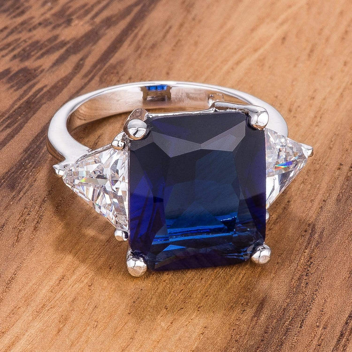 Cubic Zirconia Radiant Cut Ring, Royal Blue CZ Engagement Ring Rings JGI   