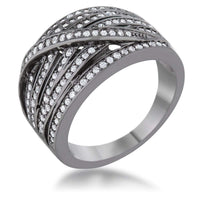 Thumbnail for Shirah 0.75ct CZ Hematite Wide Statement Ring Rings JGI   
