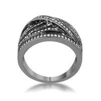 Thumbnail for Shirah 0.75ct CZ Hematite Wide Statement Ring Rings JGI   