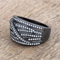 Thumbnail for Shirah 0.75ct CZ Hematite Wide Statement Ring Rings JGI   
