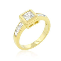 Thumbnail for Simple Golden Square Bezel Cubic Zirconia Ring Rings JGI   