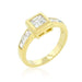 Simple Golden Square Bezel Cubic Zirconia Ring Rings JGI   