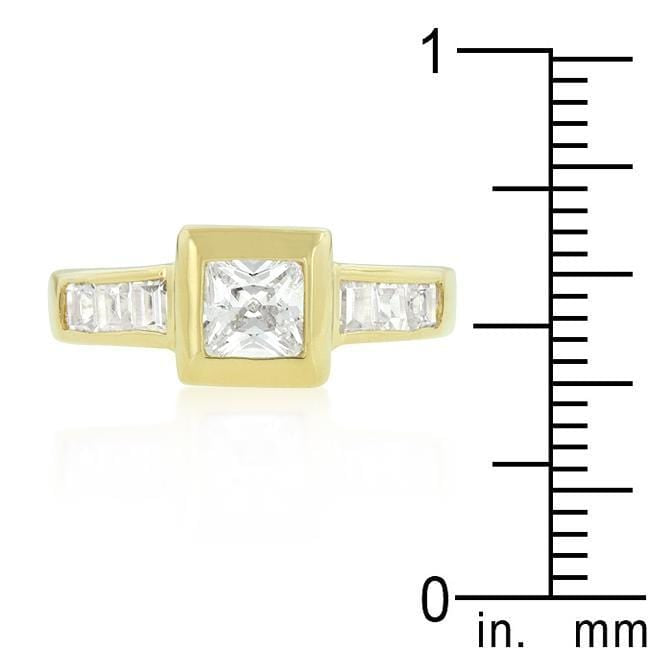Simple Golden Square Bezel Cubic Zirconia Ring Rings JGI   
