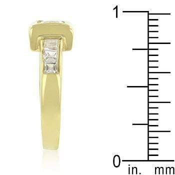 Simple Golden Square Bezel Cubic Zirconia Ring Rings JGI   