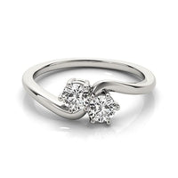 Thumbnail for Solitaire Two Stone Diamond Ring in 14k White Gold (1/2 cttw) Rings Angelucci Jewelry   