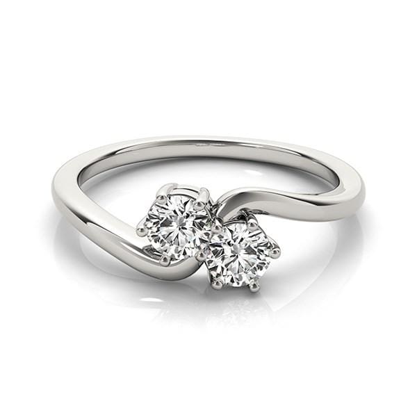 Solitaire Two Stone Diamond Ring in 14k White Gold (1/2 cttw) Rings Angelucci Jewelry   