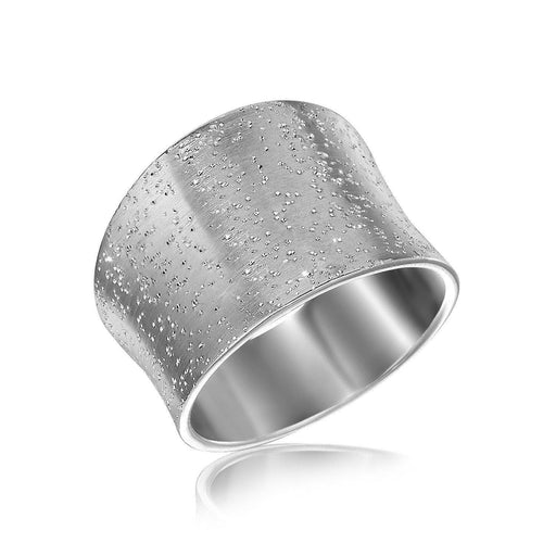 Sterling Silver Textured Rhodium Plated Concave Ring Rings Angelucci Jewelry   