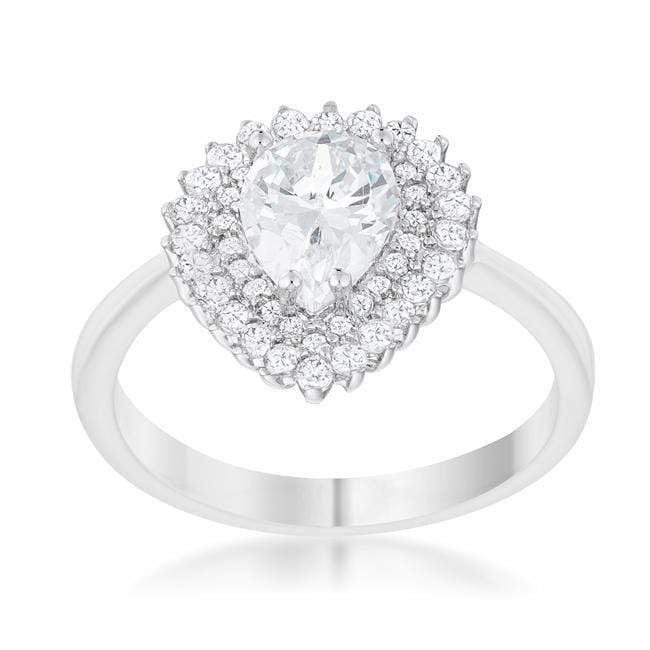Susan 1.65ct CZ Rhodium Vintage Pear Shaped Ring Rings JGI   