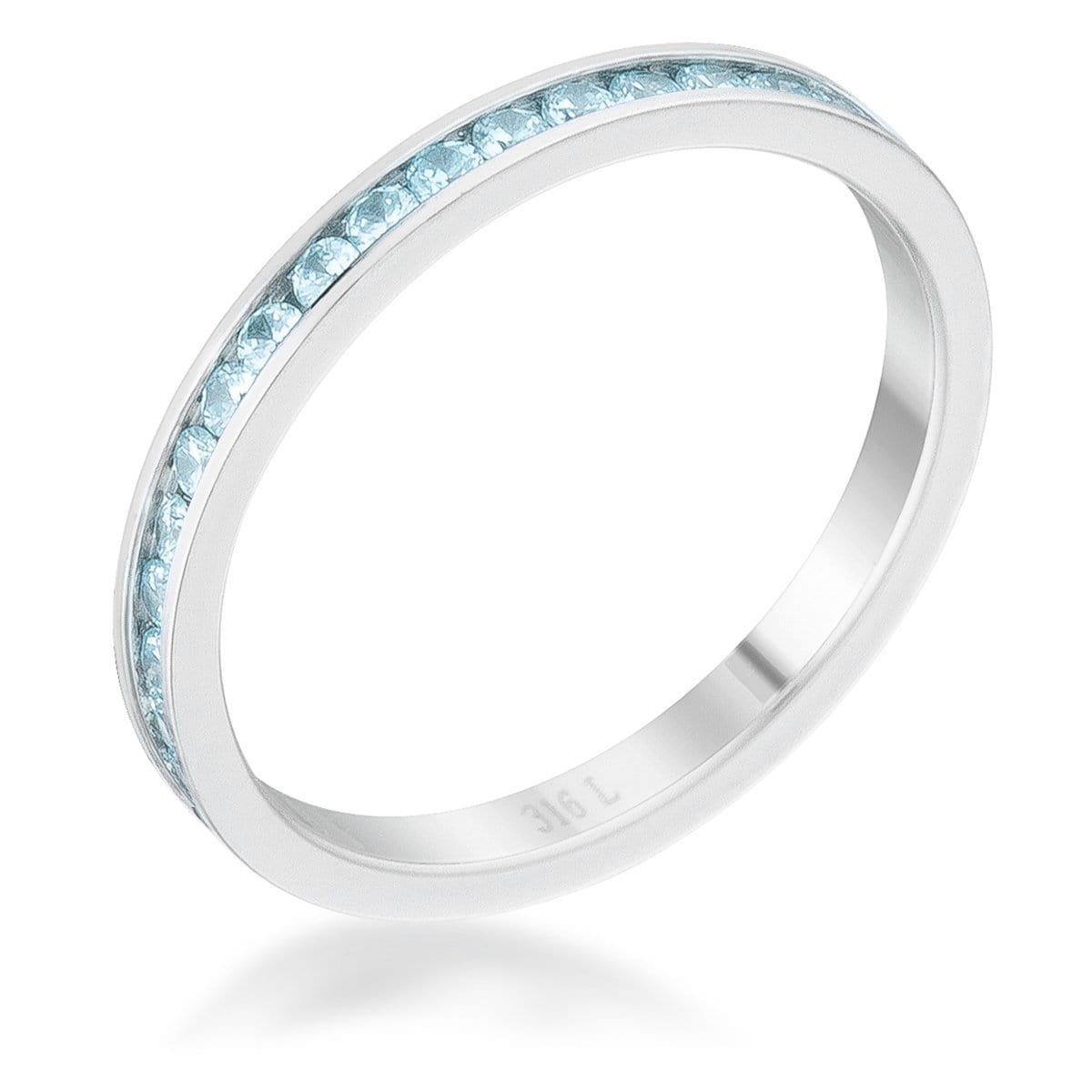 Teresa 0.5ct Aqua CZ Stainless Steel Eternity Band Rings JGI   