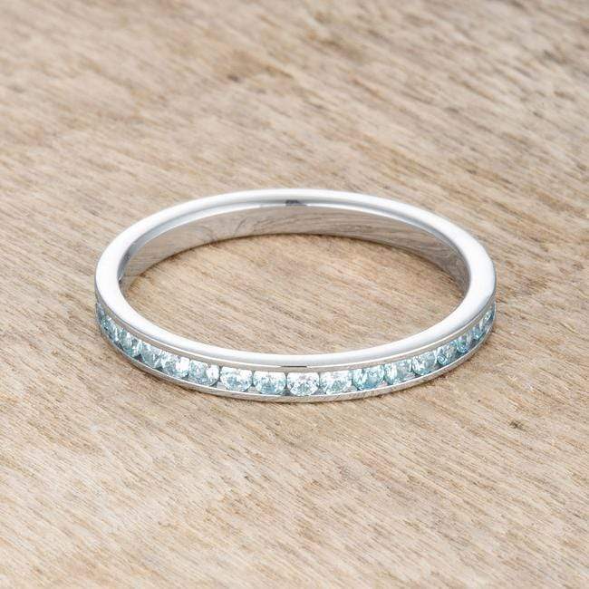 Teresa 0.5ct Aqua CZ Stainless Steel Eternity Band Rings JGI   