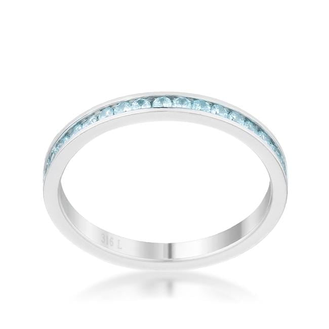 Teresa 0.5ct Aqua CZ Stainless Steel Eternity Band Rings JGI   