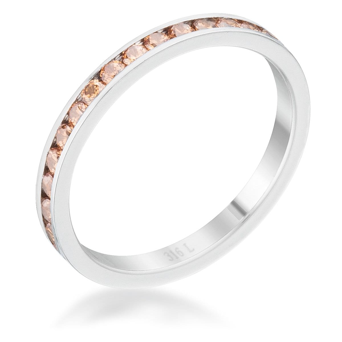 Teresa 0.5ct Champagne CZ Stainless Steel Eternity Band Rings JGI   