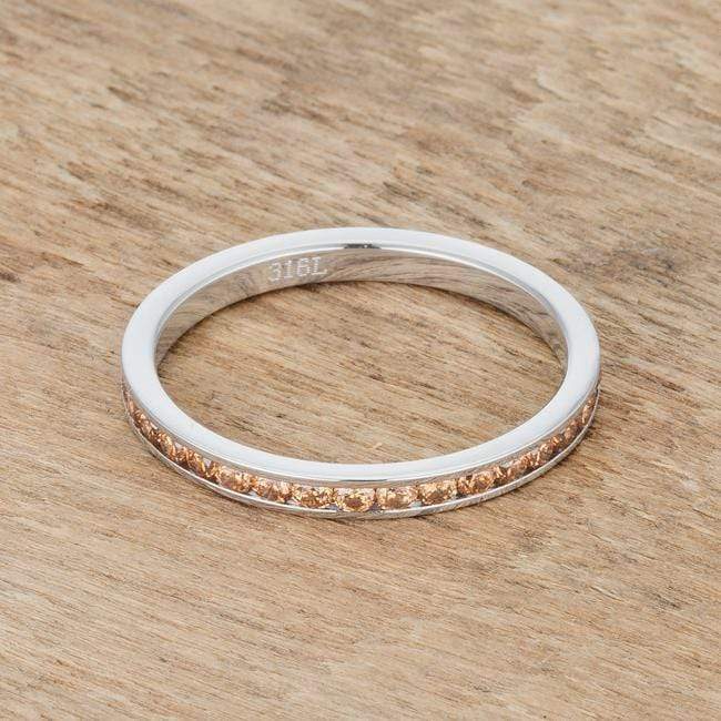Teresa 0.5ct Champagne CZ Stainless Steel Eternity Band Rings JGI   