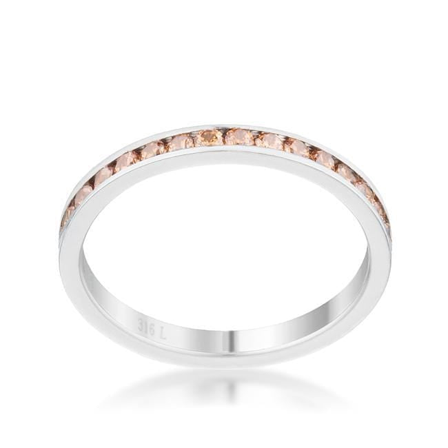 Teresa 0.5ct Champagne CZ Stainless Steel Eternity Band Rings JGI   