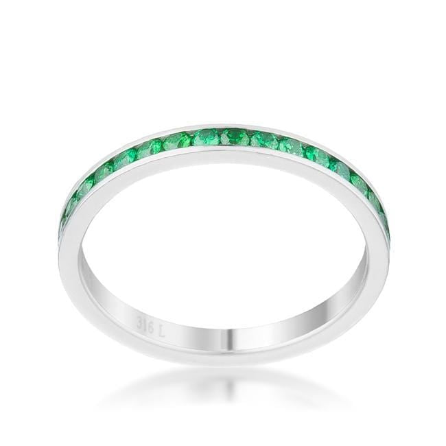 Teresa 0.5ct Emerald CZ Stainless Steel Eternity Band Rings JGI   