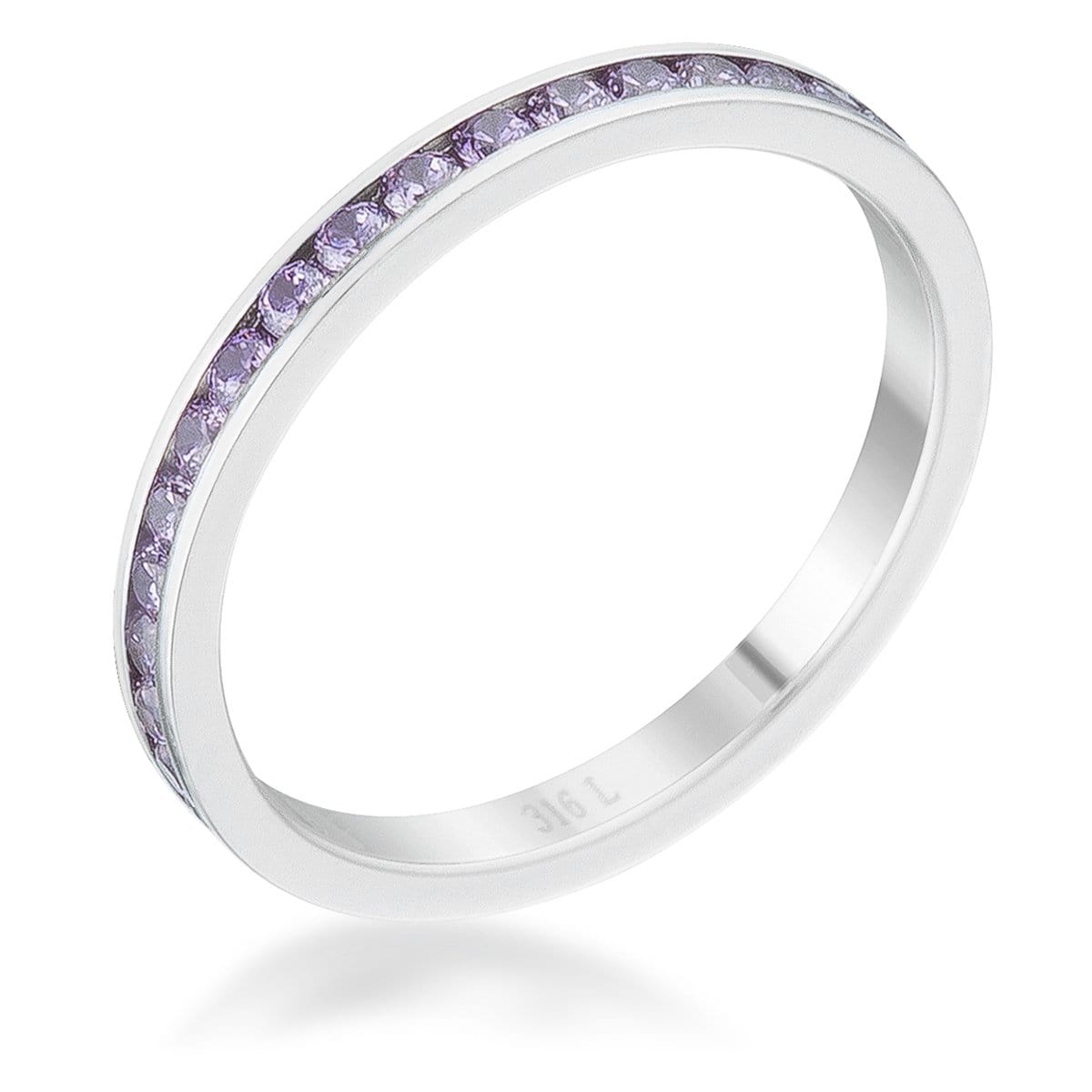 Teresa 0.5ct Lavender CZ Stainless Steel Eternity Band Rings JGI   