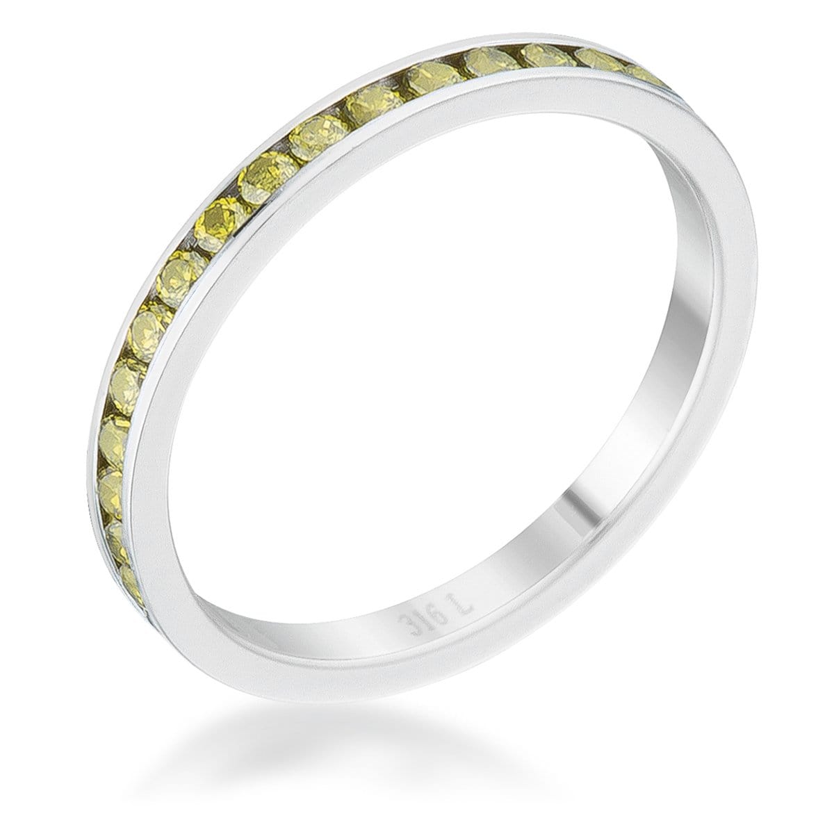 Teresa 0.5ct Peridot CZ Stainless Steel Eternity Band Rings JGI   