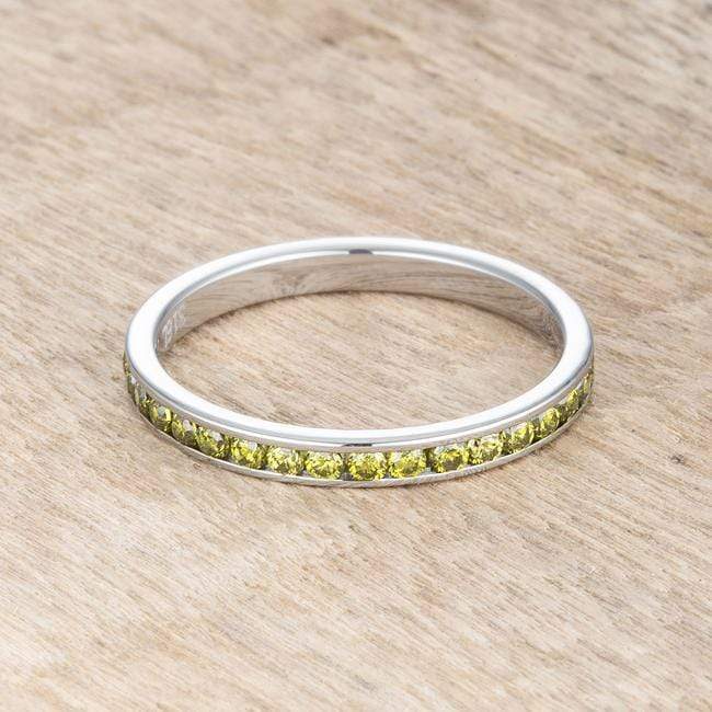 Teresa 0.5ct Peridot CZ Stainless Steel Eternity Band Rings JGI   