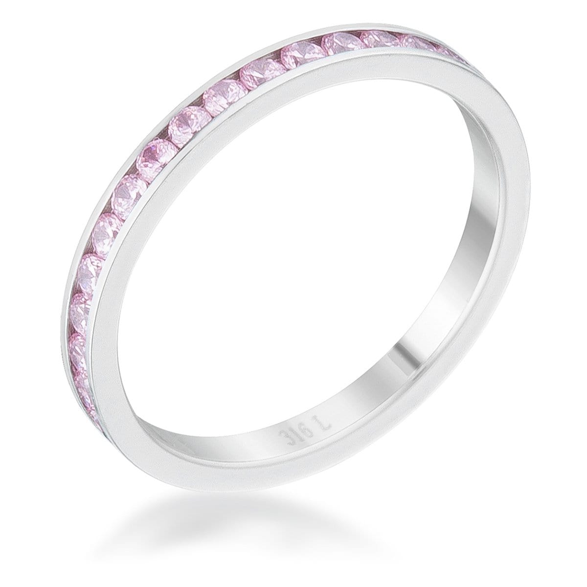 Teresa 0.5ct Pink CZ Stainless Steel Eternity Band Rings JGI   