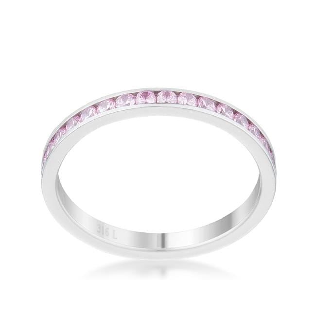 Teresa 0.5ct Pink CZ Stainless Steel Eternity Band Rings JGI   