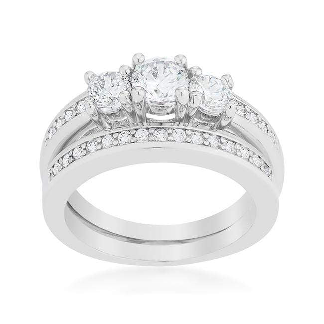 3 Stone Cubic Zirconia Ring, The Florence Wedding Ring Rings JGI   
