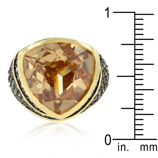 Triangle Cut Two-tone Finish Cocktail Ring Rings JGI   