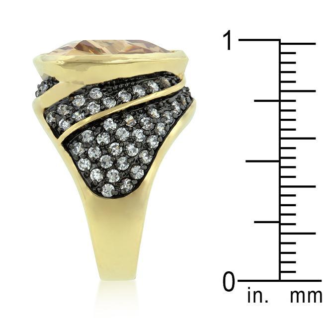 Triangle Cut Two-tone Finish Cocktail Ring Rings JGI   