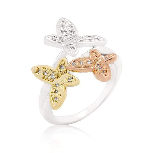 Triple Butterfly Cubic Zirconia Ring Rings JGI   