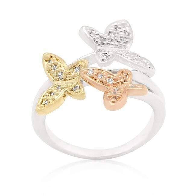 Triple Butterfly Cubic Zirconia Ring Rings JGI   
