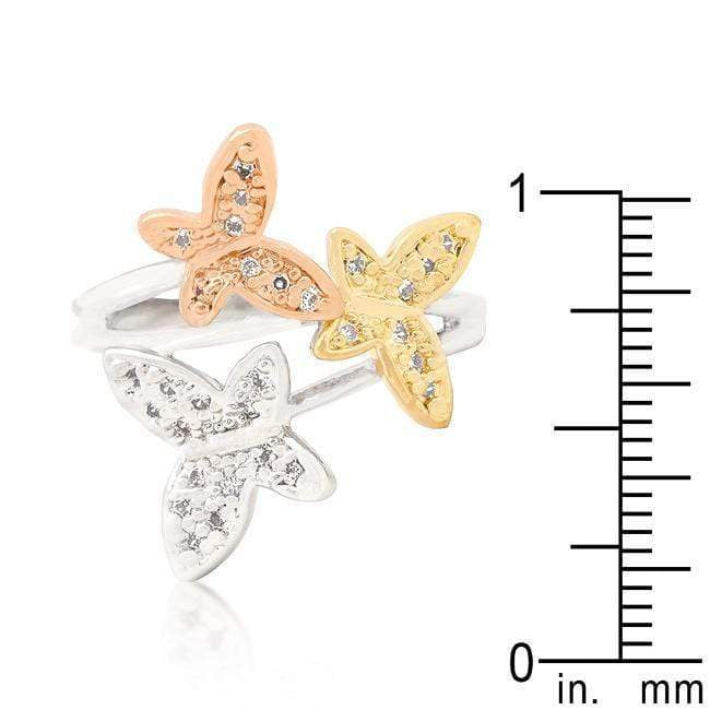 Triple Butterfly Cubic Zirconia Ring Rings JGI   