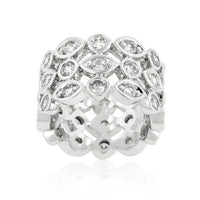 Thumbnail for Triple Row Clear Cubic Zirconia Eternity Band Rings JGI   