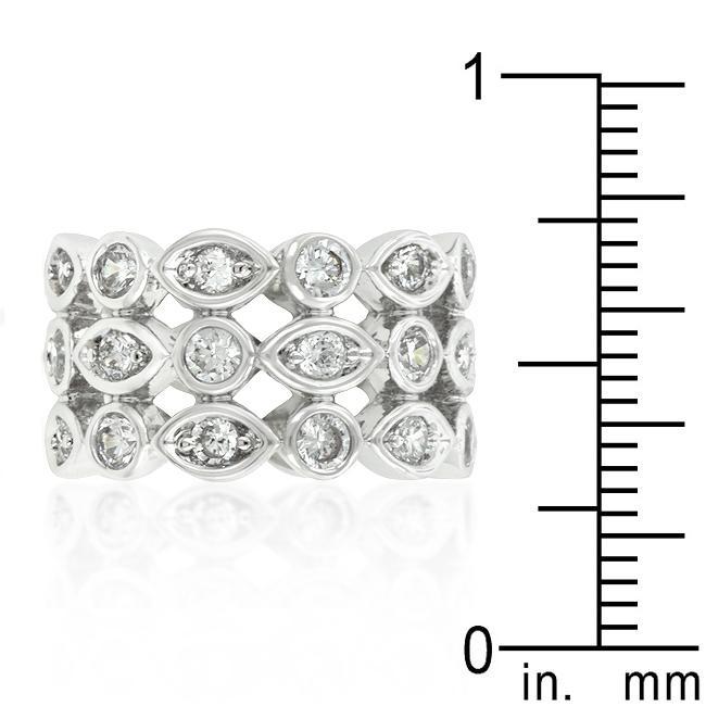 Triple Row Clear Cubic Zirconia Eternity Band Rings JGI   