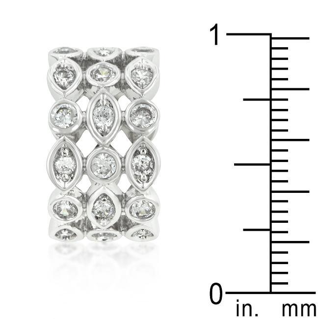 Triple Row Clear Cubic Zirconia Eternity Band Rings JGI   