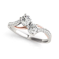 Thumbnail for Two Stone Diamond Ring with Curved Band in 14k White And Rose Gold (5/8 cttw) Rings Angelucci Jewelry   