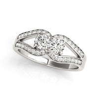 Thumbnail for Two Stone Split Shank Design Diamond Ring in 14k White Gold (3/4 cttw) Rings Angelucci Jewelry   