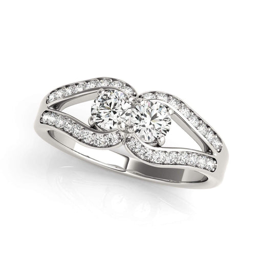 Two Stone Split Shank Design Diamond Ring in 14k White Gold (3/4 cttw) Rings Angelucci Jewelry   