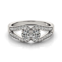 Thumbnail for Two Stone Split Shank Design Diamond Ring in 14k White Gold (3/4 cttw) Rings Angelucci Jewelry   