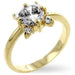CZ Flower Ring, White Blossom Engagement Ring, Yellow Gold-Plated Rings JGI   