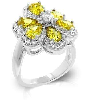 Yellow Cubic Zirconia Daisy Ring Rings JGI   