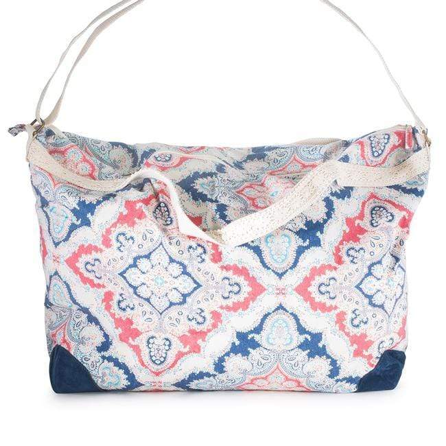Karen Blue Multicolor Floral And Lace Duffle Bag Scarves JGI   