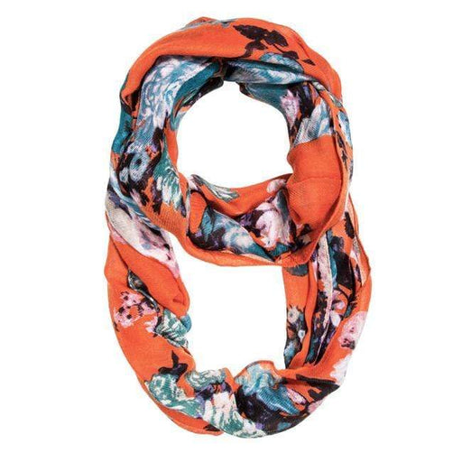 Orange Aria Floral Infinity Scarf Scarves JGI   