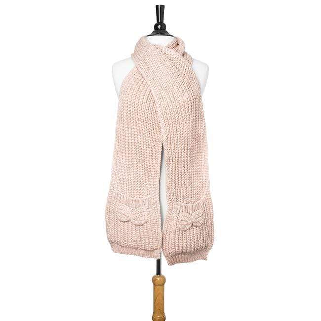 Pink Mona Knit Bow Pocket Scarf Scarves JGI   