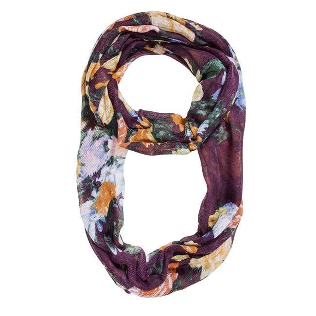 Purple Aria Floral Infinity Scarf Scarves JGI   