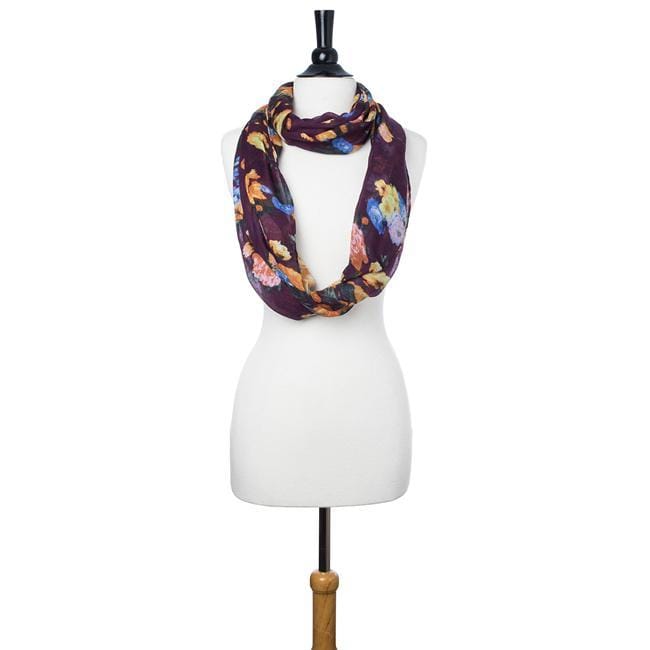 Purple Aria Floral Infinity Scarf Scarves JGI   